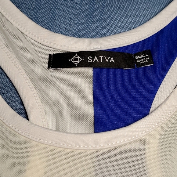 NWT Satva Sari Cami, Royal Blue & White Mesh with Build in Bra - Size Small - Picture 13 of 13